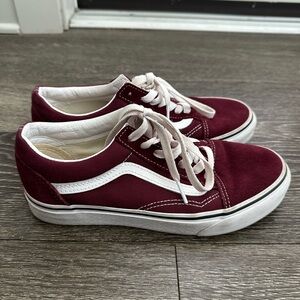 Vans Maroon and White Sneakers
